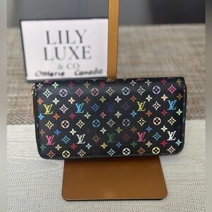 Louis Vuitton Black Multicolor Monogram Zip Wallet